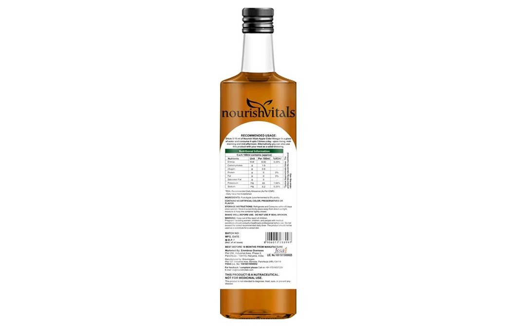NourishVitals Apple Cider Vinegar   Bottle  500 millilitre